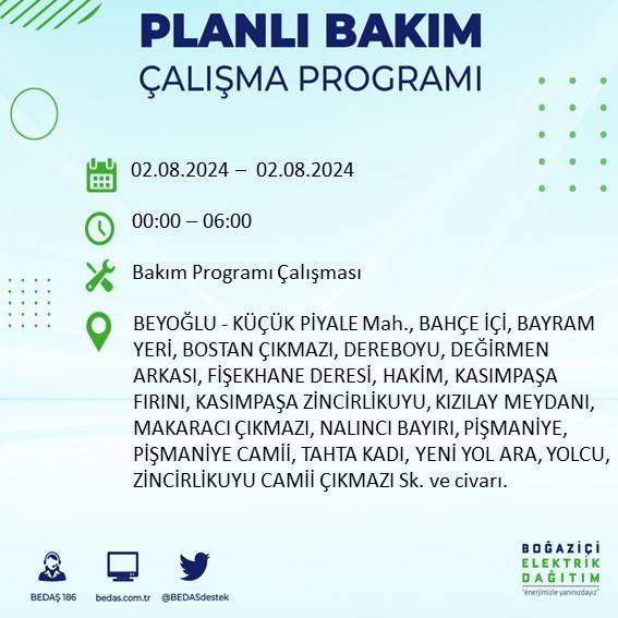 BEDAŞ açıkladı: İstanbul'da yarın elektrik kesintisi yaşanacak ilçeler 23